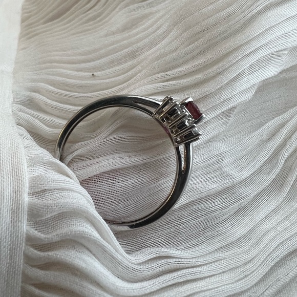 Gorgeous 14k white gold Pink sapphire & diamonds ring - Picture 5 of 5